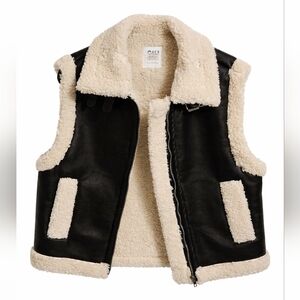 🖤 CALI 1850 Sherpa Lined Faux Leather Vest | Size Large | Cozy Moto Style 🖤